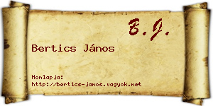 Bertics János névjegykártya