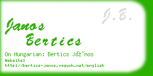 janos bertics business card